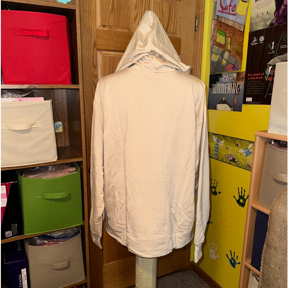 CALME BY JOHNNY WAS ZIP HOODIE WITH SIDE SLITS-beige - Picture 11 of 16